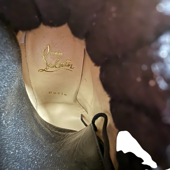 Christian Louboutin Calfskin Studded Dakita 100 Lace Up Booties EU 36 US 6 - Picture 11 of 13